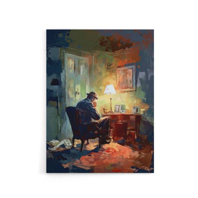 "Artery8 Private Detective In His Office Canvas Wall Art Print - Size: W24"" x H32""" - image 1