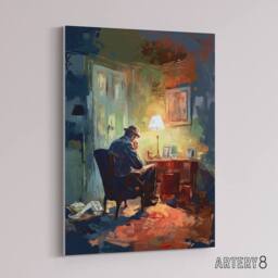 "Artery8 Private Detective In His Office Canvas Wall Art Print - Size: W24"" x H32""" - thumbnail 2