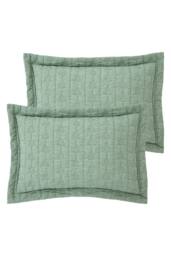 Pineapple Elephant 'Tamba Leaf' Pinsonic Quilted Oxford Pillowcase Pair in Green - thumbnail 4