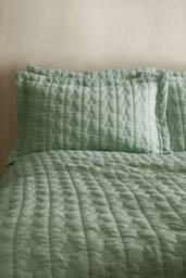 Pineapple Elephant 'Tamba Leaf' Pinsonic Quilted Oxford Pillowcase Pair in Green - thumbnail 1