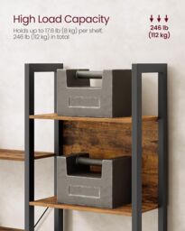 VASAGLE 14 Shelf Metal Bookcase Industrial Frame Living Room Office in Brown - thumbnail 5