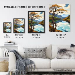 "Artery8 Loch Tay Near Killin Scotland Elegant Autumn Fall Artwork Painting Unframed Wall Art Print Poster Home Decor Premium - Size: W12"" x H16""" - thumbnail 3