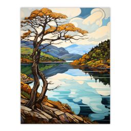 "Artery8 Loch Tay Near Killin Scotland Elegant Autumn Fall Artwork Painting Unframed Wall Art Print Poster Home Decor Premium - Size: W12"" x H16""" - thumbnail 1