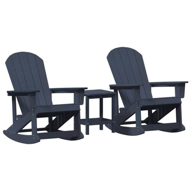 Berkfield Home Garden Lounge Set 3 pcs Navy blue Standard 38 x 38 x 46 cm HDPE - image 1