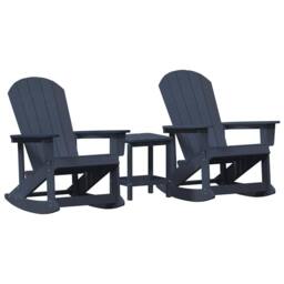 Berkfield Home Garden Lounge Set 3 pcs Navy blue Standard 38 x 38 x 46 cm HDPE