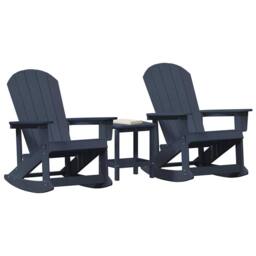 Berkfield Home Garden Lounge Set 3 pcs Navy blue Standard 38 x 38 x 46 cm HDPE - thumbnail 3