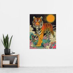 "Artery8 Wall Art Print Psychedelic Tiger Rainbow Sun Bold Magic Design Poster in Orange - Size: W24"" x H32""" - thumbnail 4