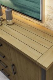 FWStyle Lowry 2 Door 4 Drawer Large Solid Pine Sideboard (H) 90 (W) 150 (D) 45cm in Brown - thumbnail 2