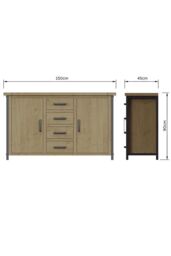 FWStyle Lowry 2 Door 4 Drawer Large Solid Pine Sideboard (H) 90 (W) 150 (D) 45cm in Brown - thumbnail 5