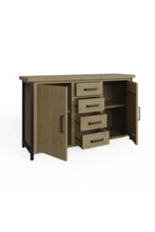 FWStyle Lowry 2 Door 4 Drawer Large Solid Pine Sideboard (H) 90 (W) 150 (D) 45cm in Brown - thumbnail 4
