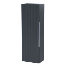 Balterley Fluted 400mm Tall Wall Hung Storage Unit with Single Soft Close Door - Dark Grey - thumbnail 1