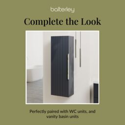 Balterley Fluted 400mm Tall Wall Hung Storage Unit with Single Soft Close Door - Dark Grey - thumbnail 7