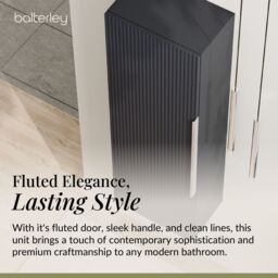 Balterley Fluted 400mm Tall Wall Hung Storage Unit with Single Soft Close Door - Dark Grey - thumbnail 4