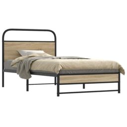 Berkfield Home Bed Frame Without Mattress 90x190 cm Smoked Oak Engineered Wood in Brown - thumbnail 1