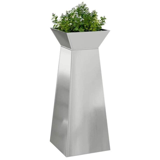 Berkfield Home Plant Stand Galvanised steel 40 x 40 x 101 cm Planters in Grey - image 1