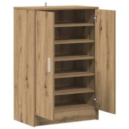 Berkfield Home Shoe Cabinet Artisan Oak 60x35x92 cm Engineered Wood in Brown - Size: 60 x 35 x 92 cm - thumbnail 7