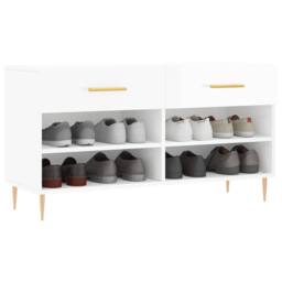 Berkfield Home Shoe Bench High Gloss White 102x35x55 cm Engineered Wood - Size: 102 x 35 x 55 cm