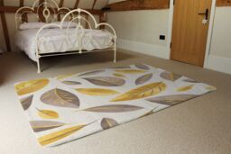 Benjamin Tate Design Botanical Gold & Purple Leaf Designer Rug in Natural - Size: Large - thumbnail 3