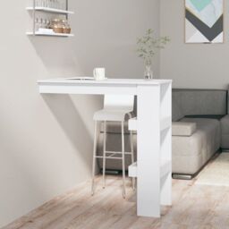 Berkfield Home Wall Bar Table White 102x45x103.5 cm Engineered Wood - thumbnail 1