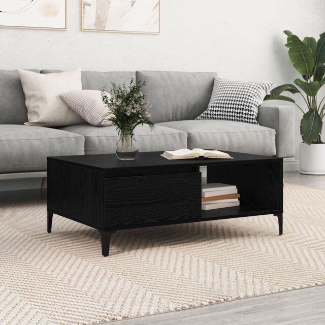 Berkfield Home Coffee Table Black oak 90 x 60 x 35 cm Engineered wood - image 1