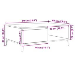 Berkfield Home Coffee Table Black oak 90 x 60 x 35 cm Engineered wood - thumbnail 7
