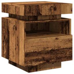 Berkfield Home Bedside Cabinet with LED Lights Old Wood 40x39x48.5 cm in Brown - thumbnail 3