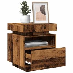 Berkfield Home Bedside Cabinet with LED Lights Old Wood 40x39x48.5 cm in Brown - thumbnail 5