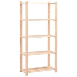 Berkfield Home Durable 5-Tier Storage Racks 2 pcs 80x38x170 cm Solid Pinewood 250 kg in Beige - Size: 80 x 38 x 170 cm - thumbnail 1