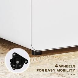 VOGREX White 3 Drawer Steel Filing Cabinet Locked 4 Wheels Pencil Tray - thumbnail 4