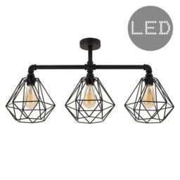 ValueLights Luiggi Diablo Black Ceiling Bar with 3 Lights