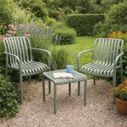 Nordara 3pc Garden Bistro Set Table with 2 Chairs Weatherproof UV PP Green
