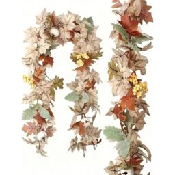Garden Greatness 1.74m Pumpkin Maple Leaf Garland - Fall & Halloween Decor in Orange - Size: 1 Pack - thumbnail 1