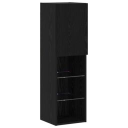 Berkfield Home 8 Piece TV Wall Units with LED Black Oak Engineered Wood - thumbnail 8