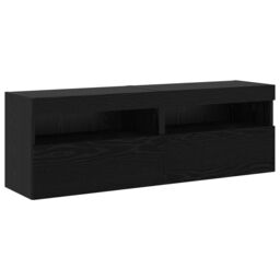 Berkfield Home 8 Piece TV Wall Units with LED Black Oak Engineered Wood - thumbnail 7