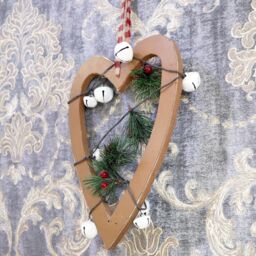 Shatchi Wooden Hanging Decoration Heart Shape Light Brown 18X1.2X23 CM in Gold - thumbnail 5