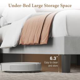 Dprodo Velvet Upholstered Button Tufted Headboard Bed Frame in Light Grey - Size: Double - thumbnail 3