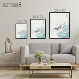 "Artery8 Mongolian Plover Japanese Framed Canvas Wall Art Print Numata Kashu - Size: W12"" x H16""" - thumbnail 4