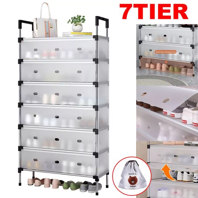 VOGREX 7 Tier Cabinet Storage Organiser Shoe Rack Stand Holder in Black - image 1