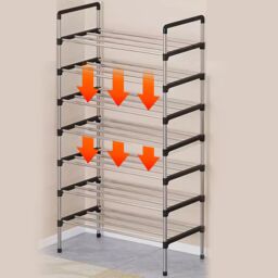 VOGREX 7 Tier Cabinet Storage Organiser Shoe Rack Stand Holder in Black - thumbnail 4