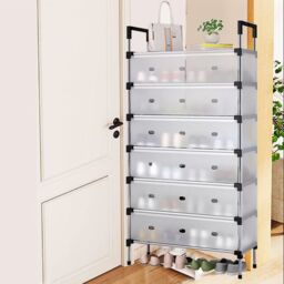 VOGREX 7 Tier Cabinet Storage Organiser Shoe Rack Stand Holder in Black - thumbnail 5