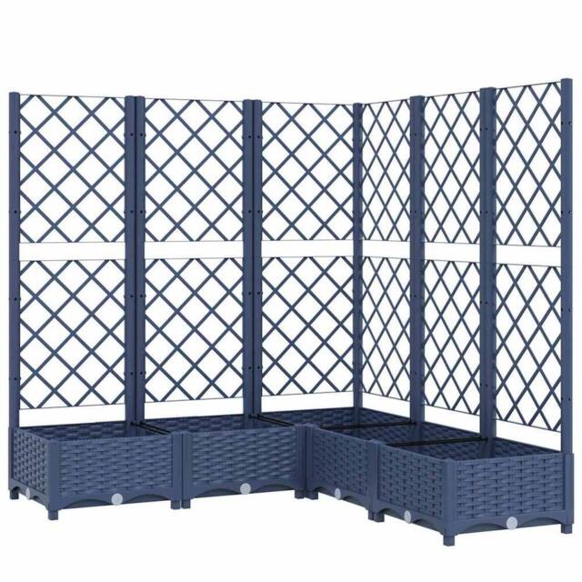Berkfield Home Garden Planter with Trellis Dark Grey 120x120x121.5 cm PP in Dark Blue - image 1