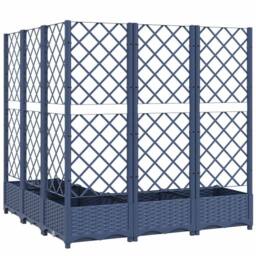 Berkfield Home Garden Planter with Trellis Dark Grey 120x120x121.5 cm PP in Dark Blue - thumbnail 6