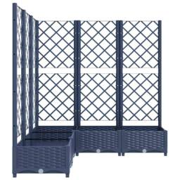 Berkfield Home Garden Planter with Trellis Dark Grey 120x120x121.5 cm PP in Dark Blue - thumbnail 5