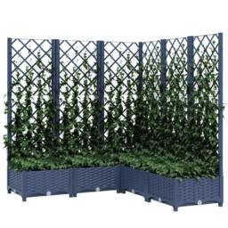 Berkfield Home Garden Planter with Trellis Dark Grey 120x120x121.5 cm PP in Dark Blue - thumbnail 3