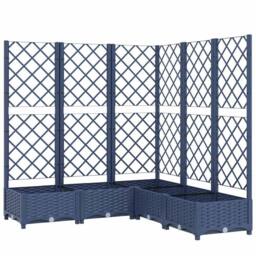 Berkfield Home Garden Planter with Trellis Dark Grey 120x120x121.5 cm PP in Dark Blue - thumbnail 1