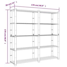 Berkfield Home 5-Tier Storage Rack Brown 170x38x170 cm Solid Wood Pine - Size: 170 x 38 x 170 cm - thumbnail 7