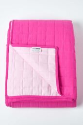 Homescapes Cotton Quilted Reversible Bedspread in Pink - Size: King - thumbnail 2