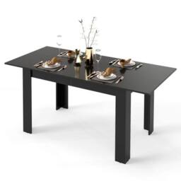 Costway Extendable Dining Table Modern Kitchen Table w/ L-shaped Legs Black