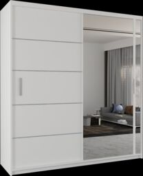 Sliding Wardrobes 4U Modern Double Sliding Wardrobe with LED Light W203cm x H217cm x D62cm in White - thumbnail 2