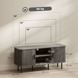 HOMCOM TV Unit for Living Room, TV Stand in Grey - thumbnail 3